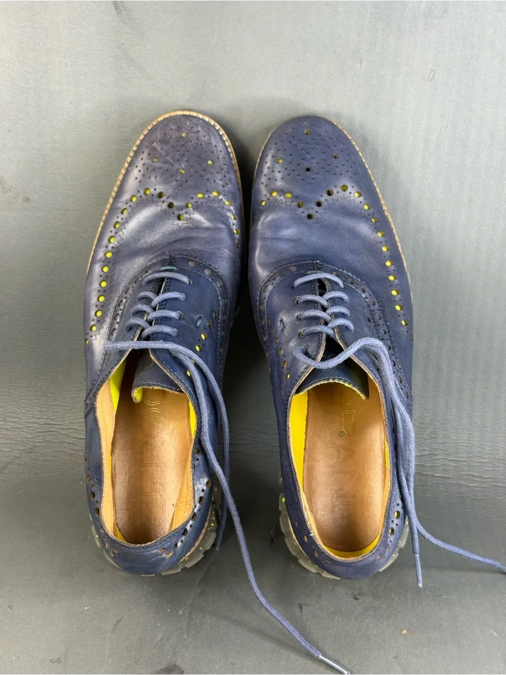 Cole Haan ZERØGRAND navy blue Wingtip Oxford shoes men’s size 10
